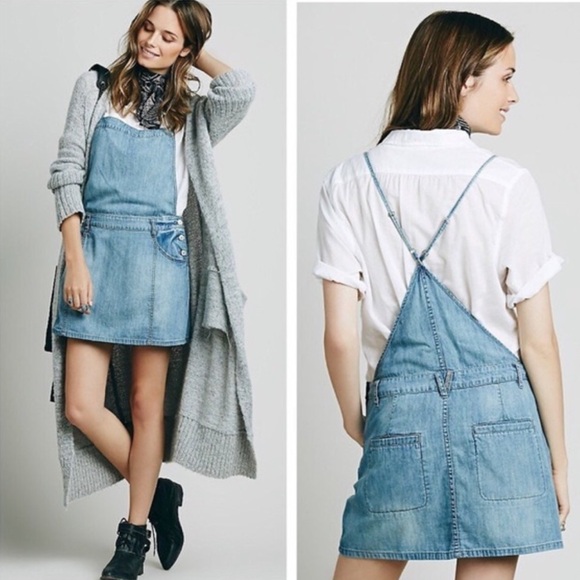 Free People Dresses & Skirts - ♥️… Free People Savannah Chambray Denim Blue Overall Mini Dress